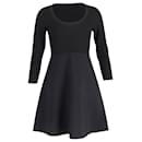 Theory Scoop Neck Compact Knit Mini Dress in Black Viscose