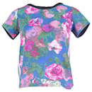 Sandro Paris Cut-Out T-Shirt in Floral Print Polyester