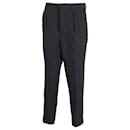 Ami Paris Tailored Cuffed Hem Trousers in Black Polyester 