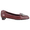 Salvatore Ferragamo Low-Heel Loafers in Burgundy Leather