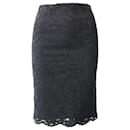 Sandro Paris Midi Pencil Skirt in Black Lace Cotton