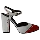 Marni Mary Jane Vintage Ankle Strap Pumps in White and Red Leather