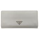 Prada Saffiano long wallet in white leather