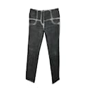 Pantaloni grigi in denim slavato con zip 38 fr - Chanel