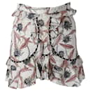 Isabel Marant Floral Patterned Print Skirt in Cream Cotton