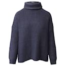 Zadig & Voltaire Turtleneck Knitted Sweater in Navy Blue Acrylic 