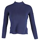 Iris & Ink Turtleneck Sweater in Navy Blue Viscose