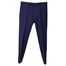 Gucci Regular Fit Trousers in Navy Blue Wool & Mohair 