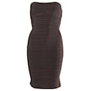 Herve Leger Strapless Bandage Dress in Grey Rayon