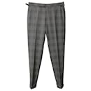 Tom Ford Regular Fit Checked Trousers in Light Grey Wool and Silk