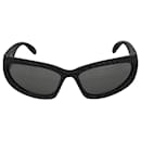 Balenciaga Swift Oval 0157S-Monogramm-Sonnenbrille aus grauem Acetat