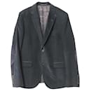 Gucci Textured Single Breasted Blazer in Navy Blue Cotton 