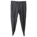 Tom Ford Regular Fit Checked Trousers in Dark Grey Wool and Silk
