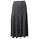 Joseph Ribbed Midi Skirt in Metallic Grey Viscose Lurex