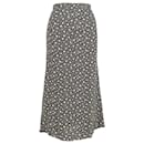 Reformation Floral Print Midi Skirt in Black Polyester