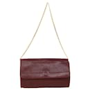 Christian Dior Chain Shoulder Bag Leather Red Auth rd4545
