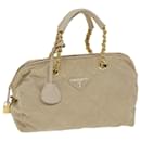 PRADA Chain Hand Bag Nylon Beige Auth 39063 - Prada