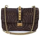 Valentino Glamrock Brown Leather Embroidered Bag