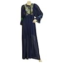 Marilena Z Blue Embroidered Bib Tulle Open Back Maxi Long Dress size OS - Autre Marque