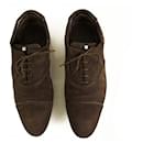 Louis Vuitton Men's Brown Damier Embossed Oxfords Rubber Sole Lace Up Shoes 8