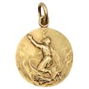 Medalha Art Nouveau Religiosa Saint Elie vs Avião, becker gold 750%O - Autre Marque