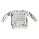 sweat shirt AD rayé écru/gris clair chiné T. 7 ( XL voire XXL ) - Neuf - Adolfo Dominguez