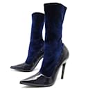 NEW BALENCIAGA SHOES KNIFE ANKLE BOOTS 38 BLUE LEATHER AND CANVAS SOCK BOOTS - Balenciaga