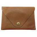 HERMES POUCH BAG ENVELOPE IN COURCHEVEL GOLD LEATHER FOR BELT CLUTCH - Hermès
