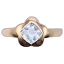 Vintage goldfarbener Ring in Aquamarin-Blütenform 750%O - Autre Marque