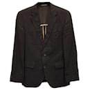 Boss Single-Breasted Blazer Jacket in Brown Linen - Hugo Boss