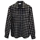 Saint Laurent Long-Sleeved Flannel Shirt in Black Print Wool