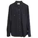 Saint Laurent Western Style Long Sleeve Shirt in Black Lyocell