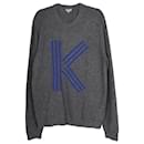 Strickpullover mit Kenzo K-Logo aus grauer Wolle
