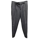 Brunello Cucinelli Pantalon plissé à fines rayures en laine grise