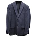 Versace Collection Textured Single-Breasted Blazer in Navy Blue Wool