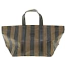 FENDI Pecan Canvas Tote Bag Marron Noir Auth bs4792 - Fendi