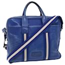 BALLY Handtasche Leder 2Weg Blau Auth 39442 - Bally