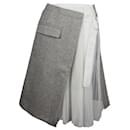 Sacai Asymmetric Midi Skirt in Grey Wool