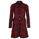 Maje Plaid Shirt Dress in Red Polyester