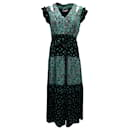Maje Ruffled Sleeve Midi Dress in Floral Print Viscose