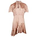 Sandro Paris Printed Asymmetric Hem Dress in Beige Polyester