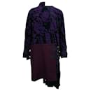 Sacai Long Sleeve Strap Shift Dress in Purple Print Rayon