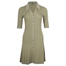 Maje Knitted Shirt Dress in Olive Viscose