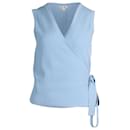 Diane Von Furstenberg Sleeveless Wrap Top in Blue Viscose Blend