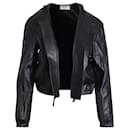 Valentino Hooded Cropped Jacket in Black Lambskin Leather - Valentino Garavani