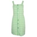 Sandro Lea Tweed Mini Dress in Green Organic Cotton