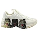 Gucci Rhyton Tigers Low Top Sneakers in White Leather