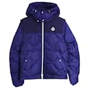Moncler Arles Hooded Diamond-Quilted Convertible Down Jacket In Blue Polyamide