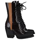 Chloé Rylee Medium Lace Up Ankle Boots in Brown Leather