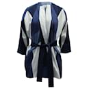 Maje Vadom Patchwork Denim Kimono en Coton Bleu